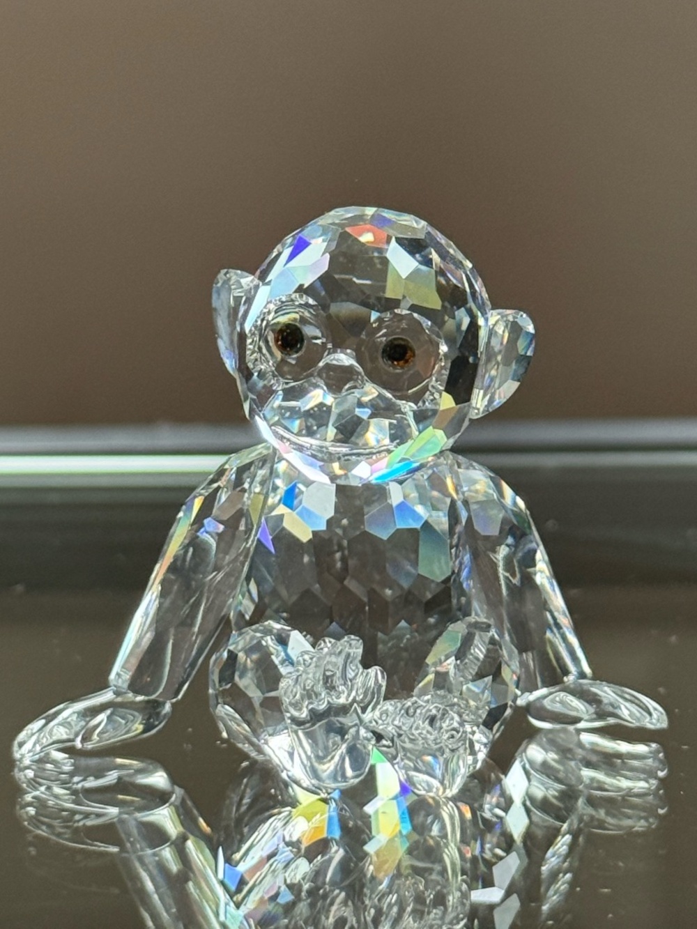 Swarovski Crystal Monkey Figurine Clear Faceted Glass Collectible